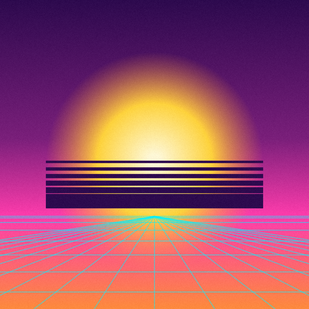 Enjoliveur personnalisé avec visuel coucher de soleil vaporwave