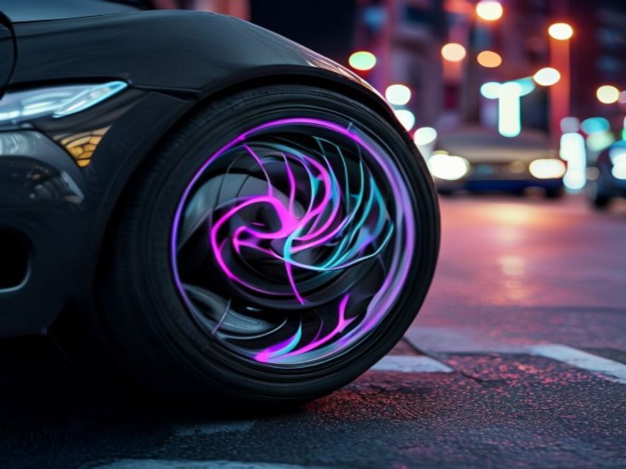 Enjoliveur personnalisé Rim Crew sur une voiture de sport